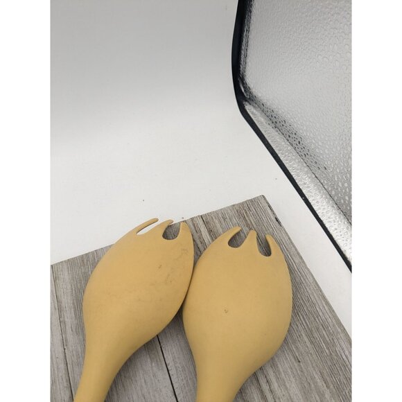 Tupperware #3 Harvest Gold Lot of 2 Salad Spoons Sporks Serving Utensil 12" - Picture 5 of 9